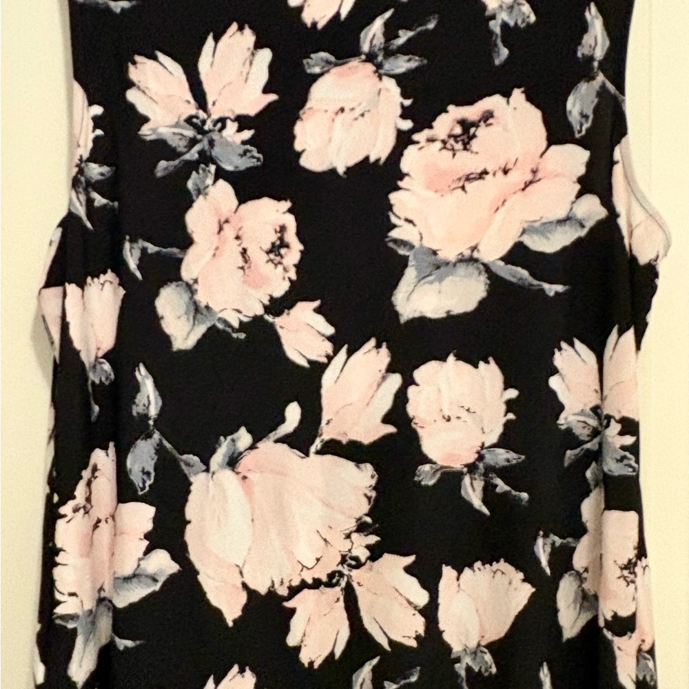 Floral Sleeveless Top - Black and Peach - Picture 4 of 5